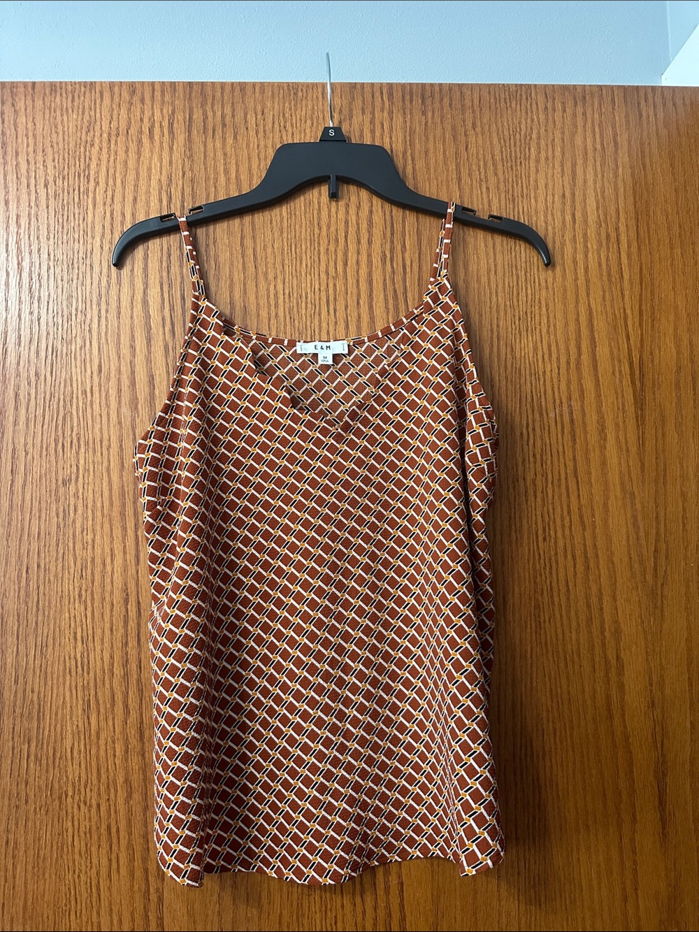 Eileen Fisher Rust Geometric Print Silk-Blend Camisole